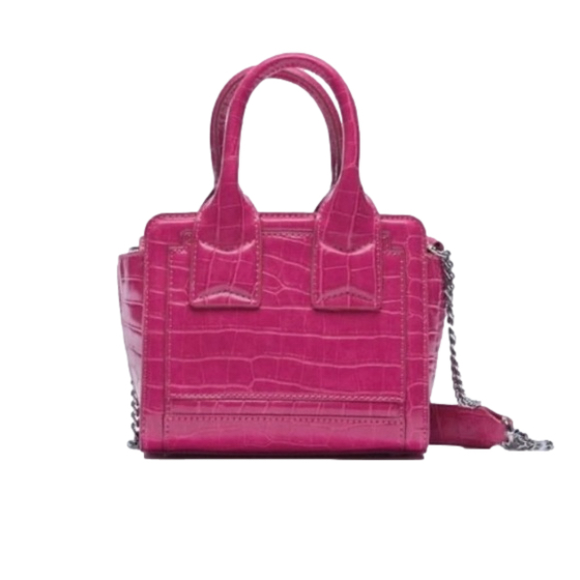 Zara Handbags - ZARA FUCHSIA PINK FAUX CROC EMBOSSED TOP HANDLE MINI CROSSBODY- BARBIE- NWT